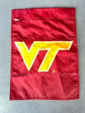 Virginia Tech Applique Garden Flag Maroon Orange VT Hokies Double Sided